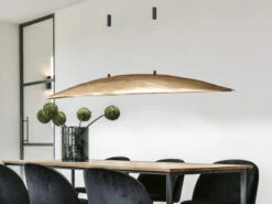 Fischer & Honsel LED Pendelleuchte COLMAR Gold Antik Höhenverstellbar & Dimmbar 131cm Lang