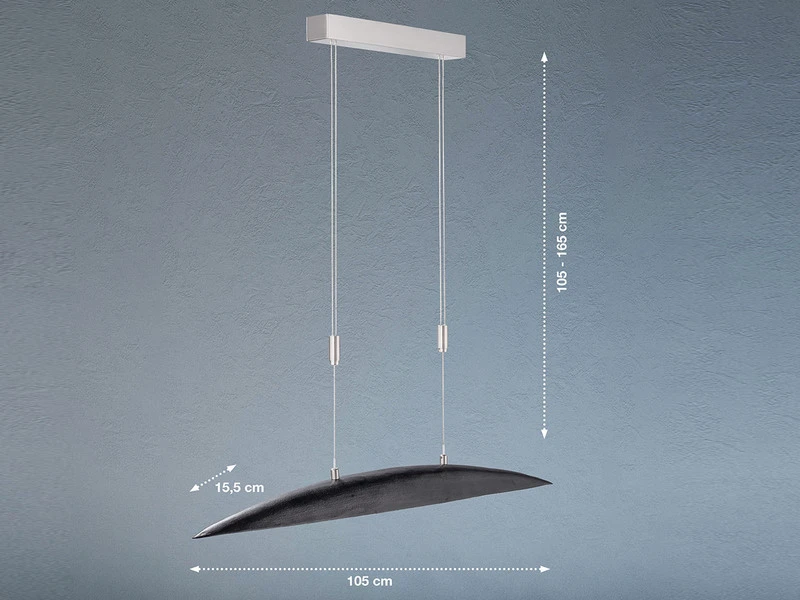 Fischer & Honsel LED Pendelleuchte COLMAR Schwarz Antik Höhenverstellbar & Dimmbar 105cm Lang â Bild 4