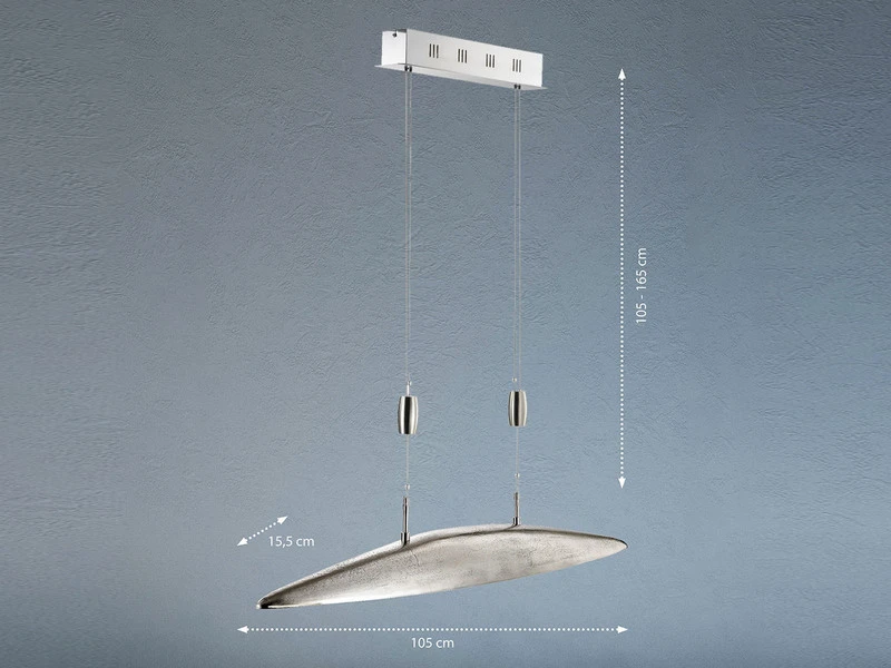 Fischer & Honsel LED Pendelleuchte COLMAR Silber Antik Höhenverstellbar & Dimmbar 105cm Lang – Bild 4