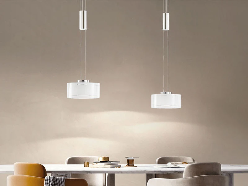 Fischer & Honsel LED Pendelleuchte LAVIN 2flammig Opalglas Höhenverstellbar Dimmbar, Länge 64cm