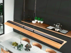 Fischer & Honsel LED Pendelleuchte SHINE WOOD Holz 125cm Lang Höhenverstellbar & Dimmbar