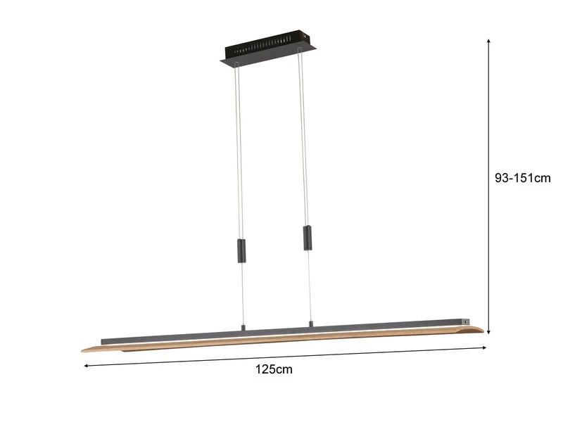 Fischer & Honsel LED Pendelleuchte SHINE WOOD Holz 125cm Lang Höhenverstellbar & Dimmbar â Bild 4