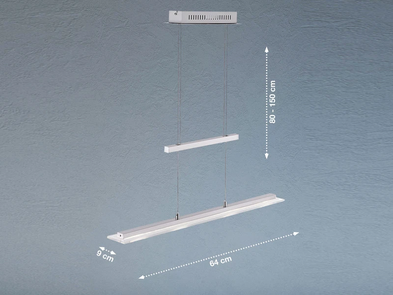 Fischer & Honsel LED Pendelleuchte TENSO Silber 64cm Höhenverstellbar & Tageslicht Kaltweiß – Bild 3