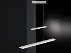 Fischer & Honsel LED Pendelleuchte TENSO Silber 64cm Höhenverstellbar & Tageslicht Kaltweiß