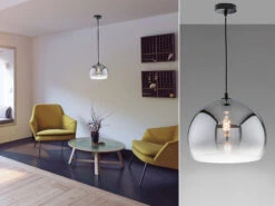 Fischer & Honsel Pendelleuchte AMOS Einflammig - Rauchglas Kugel Ø 20cm