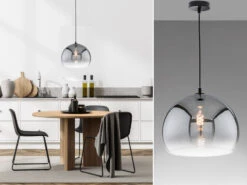 Fischer & Honsel Pendelleuchte AMOS Einflammig - Rauchglas Kugel Ø 30cm