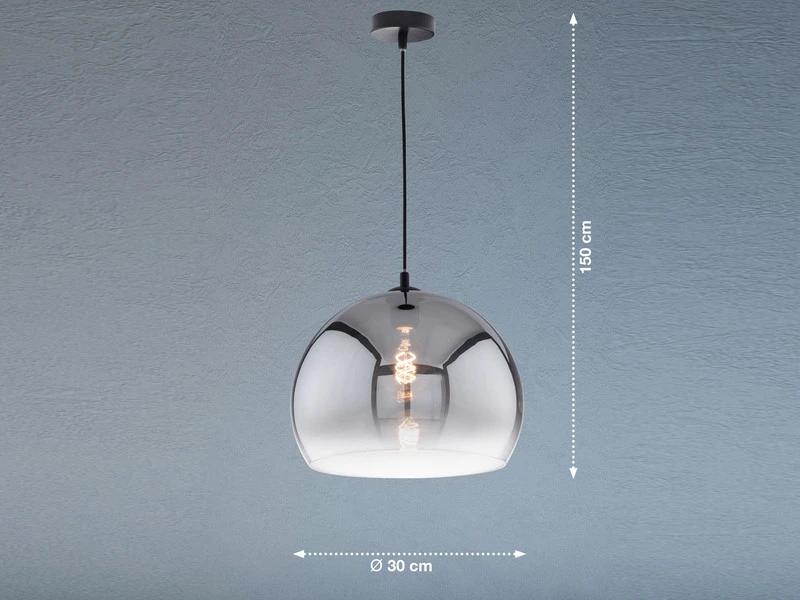 Fischer & Honsel Pendelleuchte AMOS Einflammig - Rauchglas Kugel Ă 30cm â Bild 4