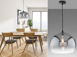 Fischer & Honsel Pendelleuchte AMOS Einflammig - Rauchglas Kugel Ø 35cm