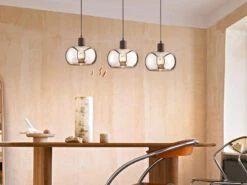 Fischer & Honsel Pendelleuchte DIMA 3 Flammig Design Rauchglas Industrial Länge 110cm