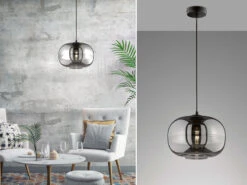 Fischer & Honsel Pendelleuchte INK Industrial Mit Rauchglas Lampenschirm Ø 29,5cm