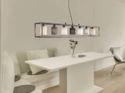 Fischer & Honsel Pendelleuchte ISKO Mehrflammig Stoffschirme Bunt - 130cm Lang