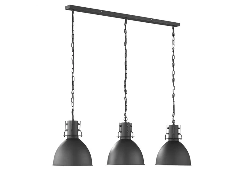 Fischer & Honsel Pendelleuchte LONDON Industrial 3 Flammig Metall Schwarz, 130cm Lang – Bild 2