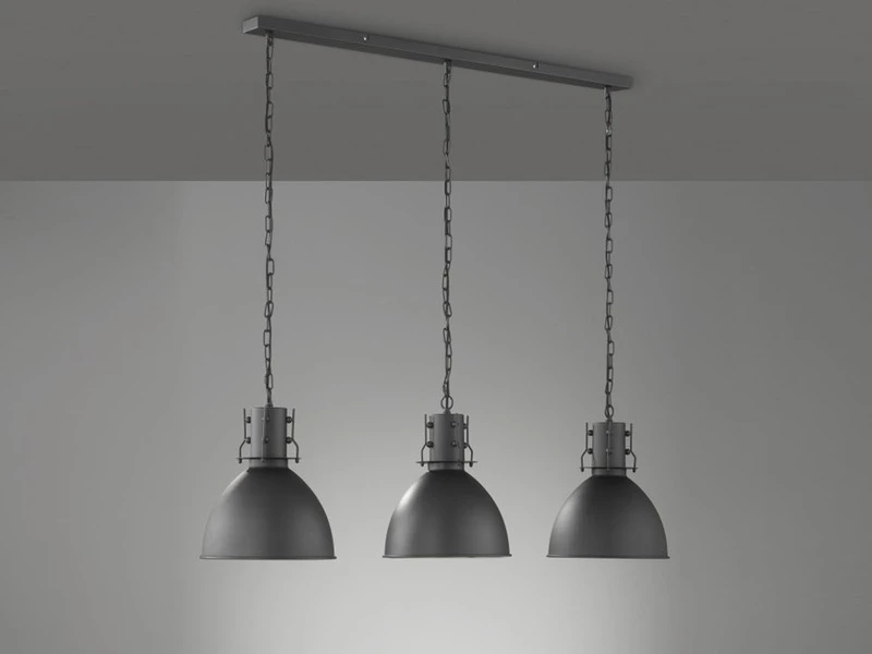 Fischer & Honsel Pendelleuchte LONDON Industrial 3 Flammig Metall Schwarz, 130cm Lang – Bild 3