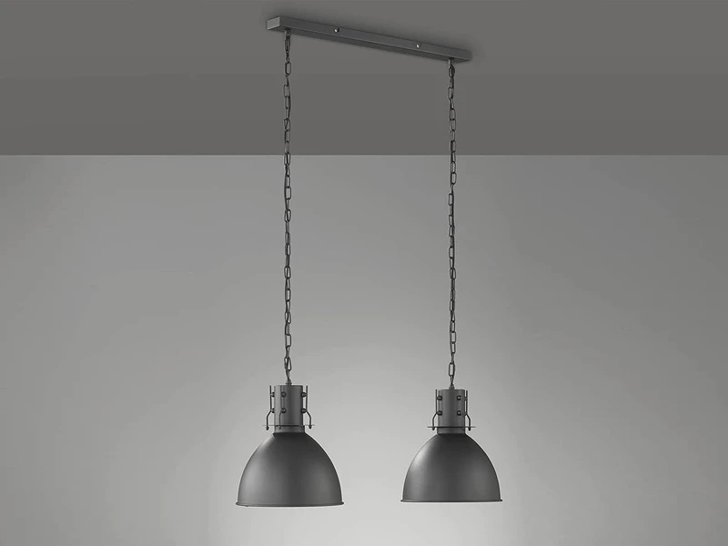 Fischer & Honsel Pendelleuchte LONDON Industrial Style 2 Flammig In Schwarz / Innen Silber – Bild 3