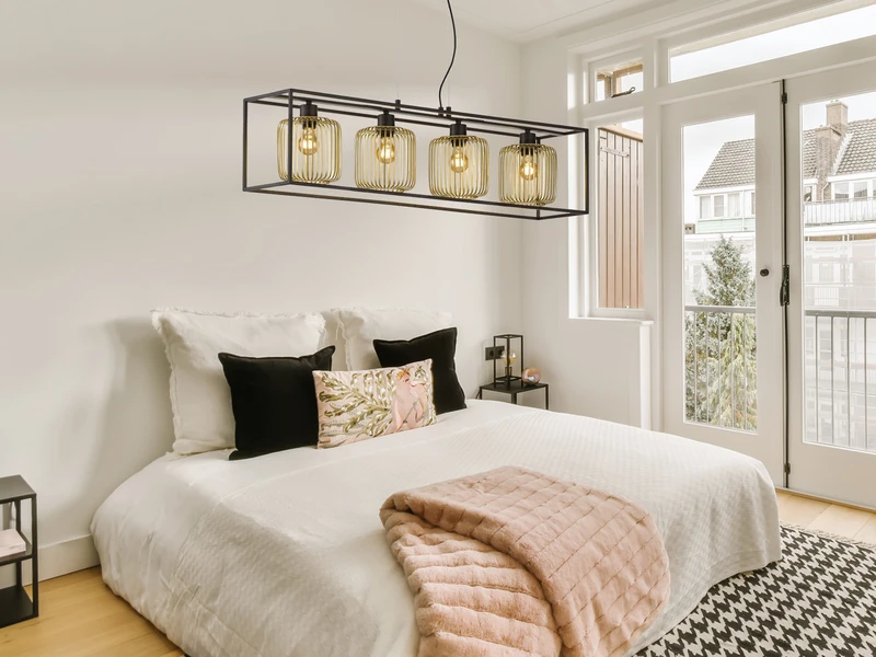 Fischer & Honsel Pendelleuchte Mehrflammig 4 Lamellen Lampenschirme Gold, 110cm – Bild 6