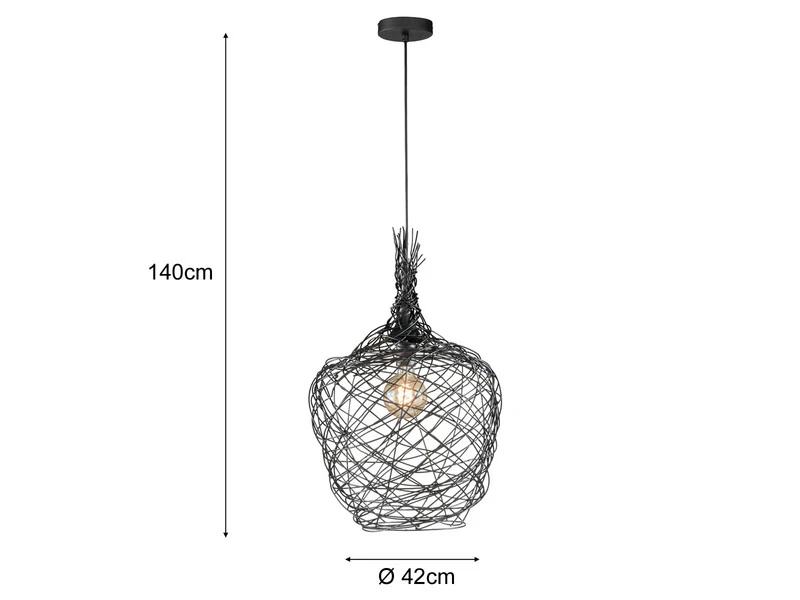 Fischer & Honsel Pendelleuchte MILO Einflammig Mit Drahtgeflecht - Esstischlampe Ø 42cm – Bild 3