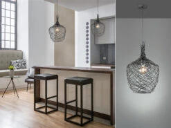 Fischer & Honsel Pendelleuchte MILO Einflammig Mit Drahtgeflecht - Esstischlampe Ø 42cm