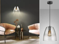 Fischer & Honsel Pendelleuchte MIRO Einflammig Schwarz Rauchglas Ø 25cm