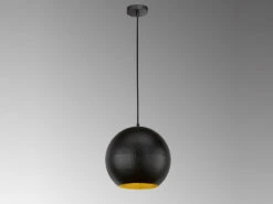 Fischer & Honsel Pendelleuchte MYLON 1 Flammig Design Kugel Schwarz - Innen Gold