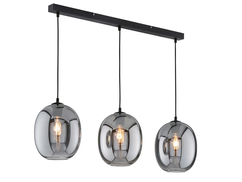Fischer & Honsel Pendelleuchte NAYLA Industrial 3 Flammig Mit Rauchglas Glaskugeln - LĂ€nge 95cm â Bild 2