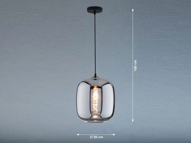 Fischer & Honsel Pendelleuchte NAYLA Industrial Einflammig Rauchglas - Glaskugel Ă 25cm â Bild 4