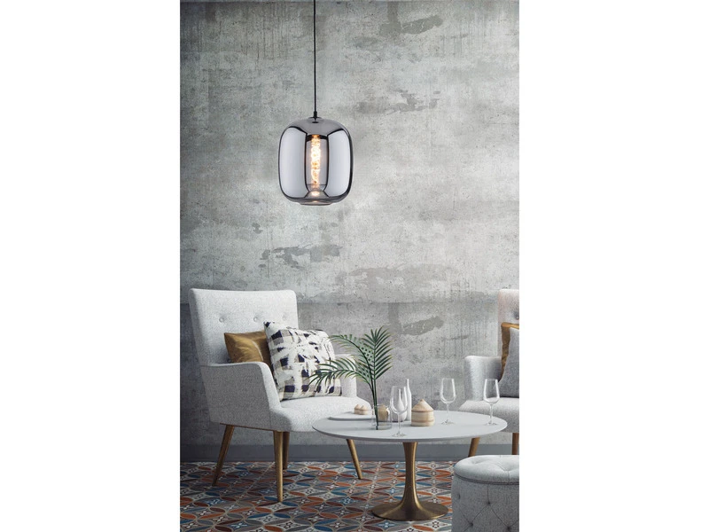 Fischer & Honsel Pendelleuchte NAYLA Industrial Einflammig Rauchglas - Glaskugel Ă 25cm â Bild 5