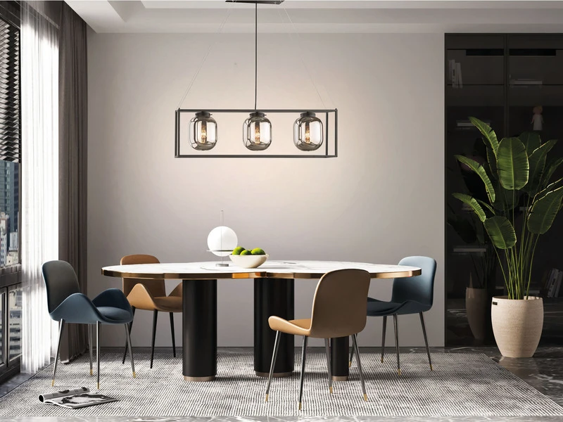 Fischer & Honsel Pendelleuchte REGI Industrial 3 Flammig Mit Rauchglas Glaskugeln - LĂ€nge 90cm â Bild 6