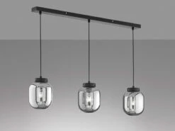 Fischer & Honsel Pendelleuchte REGI Industrial 3 Flammig Mit Rauchglas Glaskugeln - LĂ€nge 96cm