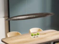 Fischer & Honsel XXL LED Pendelleuchte COLMAR Silber Antik Höhenverstellbar & Dimmbar 140cm Lang