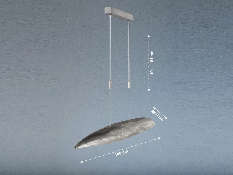 Fischer & Honsel XXL LED Pendelleuchte COLMAR Silber Antik Höhenverstellbar & Dimmbar 140cm Lang â Bild 4